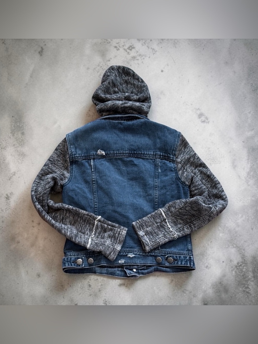 Free People Denim and Gray Hooded Jacket - Picture 2 of 6